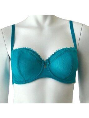 Chantelle Aqua Blue Lace Bra With Front Bow